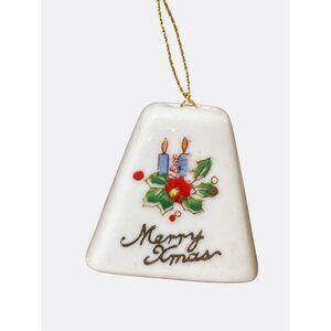 Japan Ceramic Merry Christmas Bell Vintage Ornament